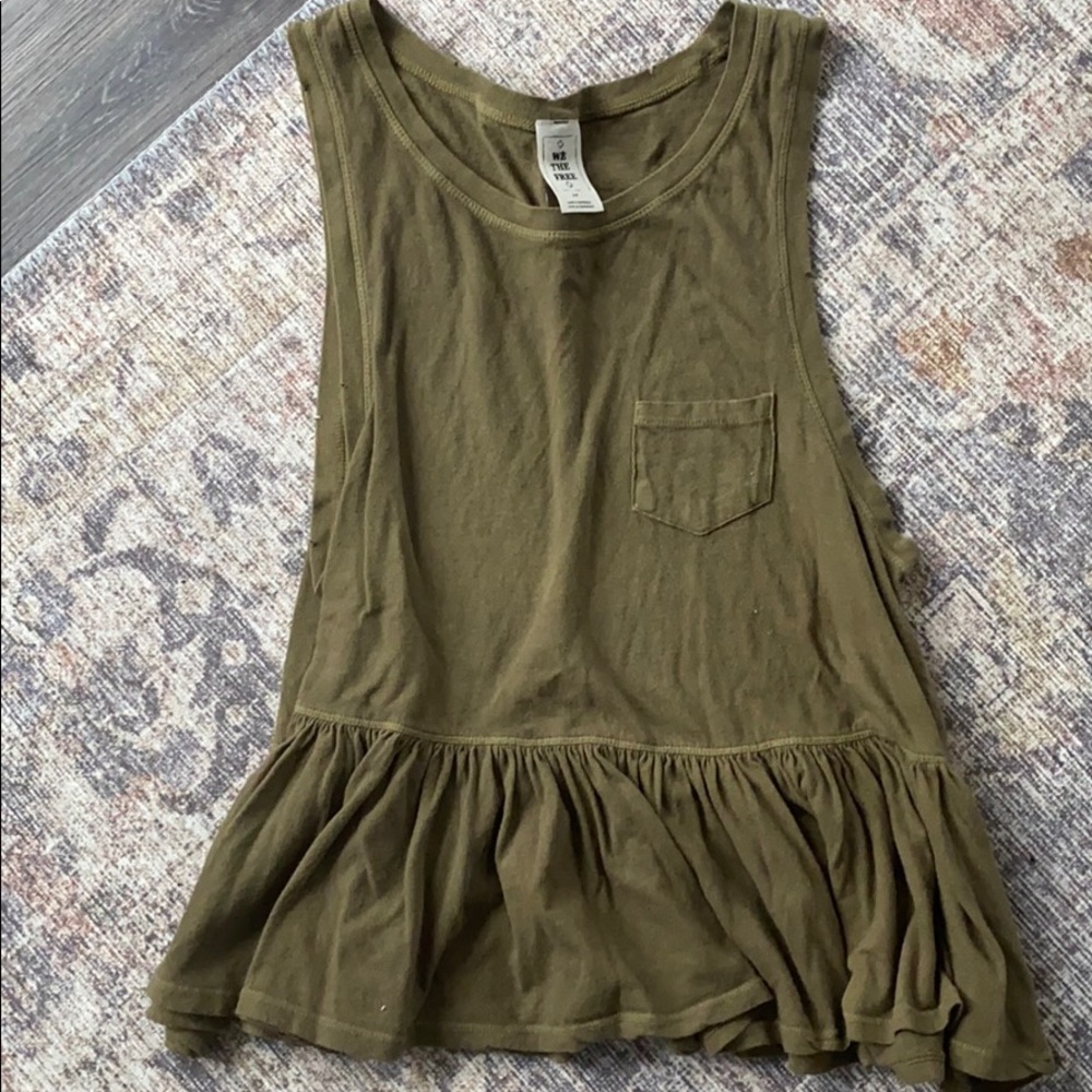 Free people distressed ruffle tank